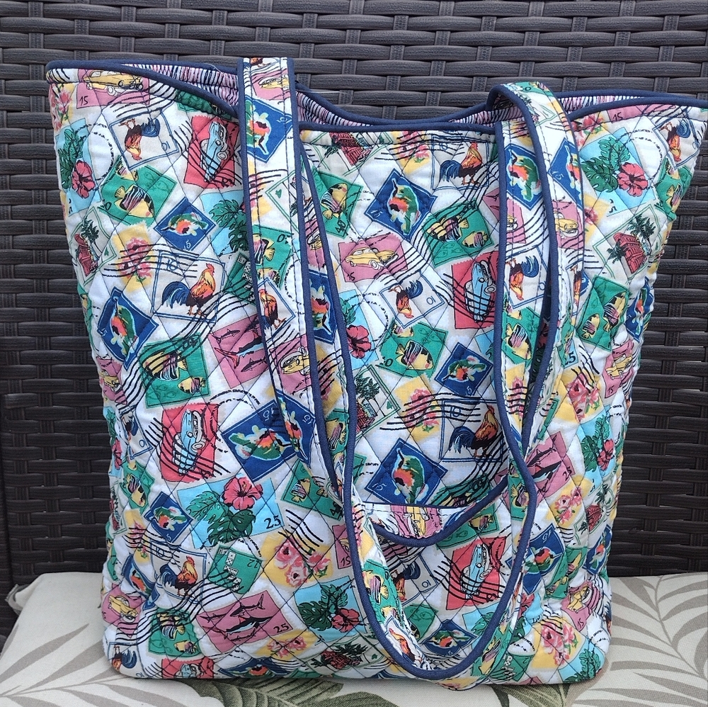NWT Vera Bradley tote Miller bag in Cuban Stamps - Picture 2 of 7
